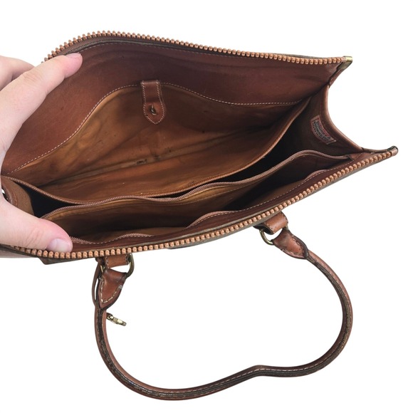AS IS/FAIR/PROJECT BAG Vintage Dooney & Bourke All Weather Leather Satchel Brown - Picture 11 of 16